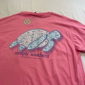 Simply Southern Pink Short Sleeve Tee with Turtle Design